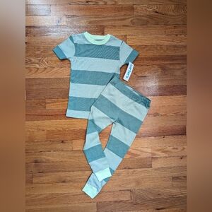 Toddler green striped pyjama set